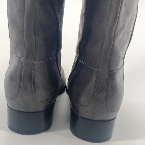 ECCO Sullivan Riding Boots  Gray‎ Leather Knee High Zip up Women's 38/ 7.5 - Picture 4 of 10